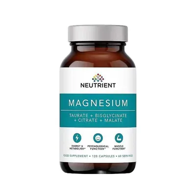 A product shot of a bottle of Neutrient Magnesium supplement.