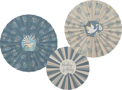 Produktbild von 3 Papierrosetten Blooming Baby Boy