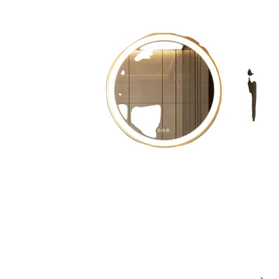 Image de Miroir de salle de bain LED, cadre doré 24", lumière tamisée 3 couleurs , or