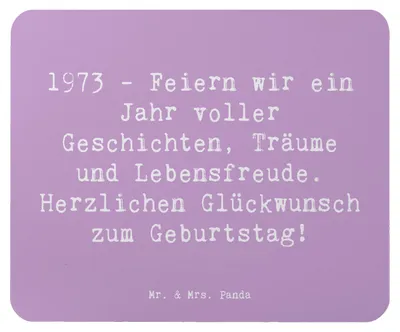 Produktbild von Mr. & Mrs. Panda Mouse Pad Spruch 1973 Geburtstag - Lavendeltraum - Geschenk, pc mausunterlage, liebevoll gestaltet, 50., Happy Birthday, Mauspad, Geburtsjahr, mousematte
