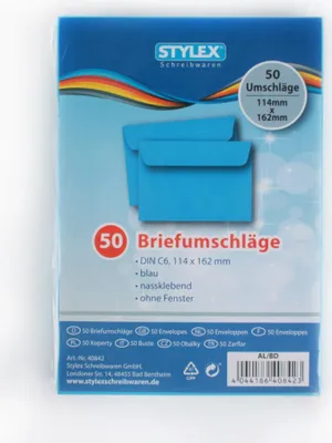 Produktbild von 50 farbige Briefumschläge / Din C6 / Farbe: blau
