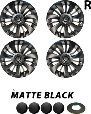 Image de Enjoliveur, noir mat, 19 pouces, compatible avec Tesla Model Y, noir mat2-NOLOGO