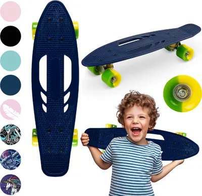 Produktbild von QKIDS GALAXY Skateboard - Cruiser 8 Designs, ABEC-7 - 56cm Deck - Bis zu 50kg - Dunkelblau