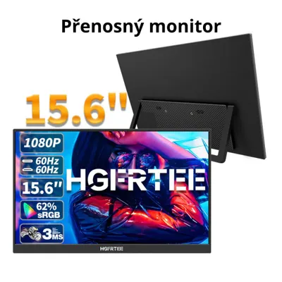 Obrázek produktu pro 15,6” přenosný monitor FHD IPS – druhá obrazovka pro notebook & hraní her | USB-C & HDMI | 1080P HDR displej