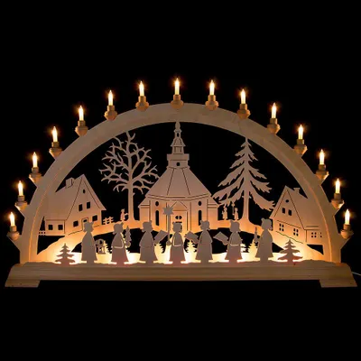 Produktbild von Schwibbogen Seiffener Kirche (100x54cm) von Kunstgewerbe Taulin