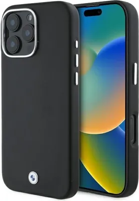 Produktbild von BMW BMHCP16SGSPCCK iPhone 16 6.1" schwarz hardcase M Grip Stand Smooth and Carbon Schutzhülle