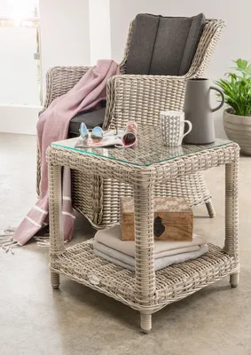 Produktbild von Destiny Balkonset LUNA MERANO 1 Sessel, 1 Beistelltisch 46x46x50cm, vintage weiß
