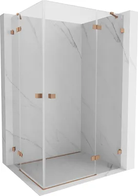 Obrázok produktu pre Sprchový kút Mexen Lunar Duo, otočný doprava, 100 x 80, priehľadný, brúsená meď – 834-100P-080L-65-00