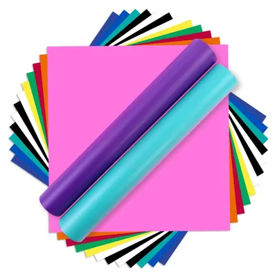 Zdjęcie produktu dla Folia samoprzylepna – folia PVC do ploterów tnących – zestaw 14 sztuk – 30 x 30 cm – idealna do projektów rękodzielniczych