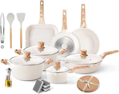 Produktbild von Famanu Induktionspfannen Set - Granit - 8-teilig - Antihaftbeschichtung