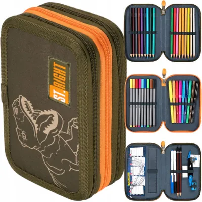Produktbild von 47-teilig Federmäppchen 3 Fach Federtasche Federmappe Bleistift Etui Tasche