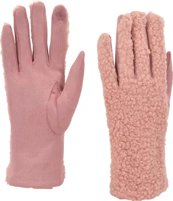 Produktbild von styleBREAKER Damen Touchscreen Handschuhe mit Teddyplüsch | Weiche warme Winter Fingerhandschuhe | Kuscheliger Smartphone Handschuh in vielen Farben