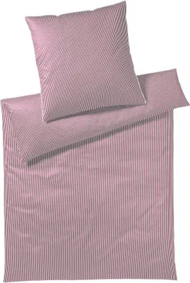Produktbild von elegante Mako-Satin-Bettwäsche-Garnitur Hamburger Streifen Farbe bordeaux Größe 200x200cm+2x40x80cm