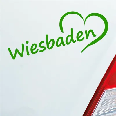 Produktbild von Auto Aufkleber Wiesbaden Herz Stadt City Liebe Love Heart 19,5x8 cm Hellgrün Sticker Heckscheibenaufkleber