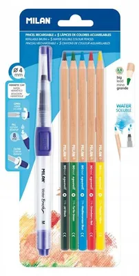 Produktbild von Milan Aquarellbuntstifte Set mit Wasserpinsel 5 Stifte
