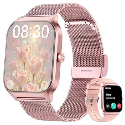 Produktbild von Blutdruck Smartwatch Telefonfunktion für Android Blutdruckmessung am Handgelenk Rosa