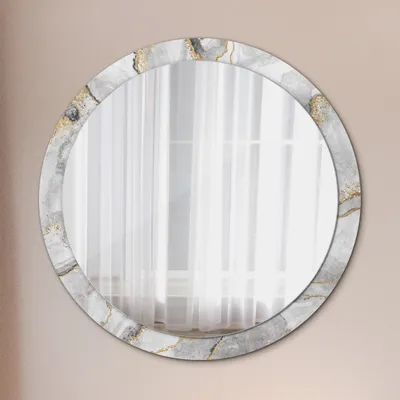 Produktbild von Spiegel - Mirror zum Wandspiegel Schlafzimmer – Schminkspiegel- weiß Marmor Gold- Ø100cm