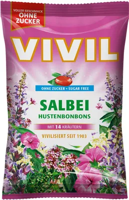 Zdjęcie produktu dla VIVIL® 2370 VIVIL® Salbei ohne Zucker Bonbons 120,0 g