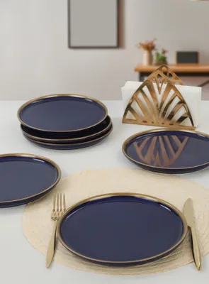 Zdjęcie produktu dla Hermia Concept, ST039006F433A841700MAEF400, ceramiczny zestaw talerzy deserowych (6 sztuk), granatowy, 100% CERAMIC STONEWARE, 22 x 22 x 2,5 cm