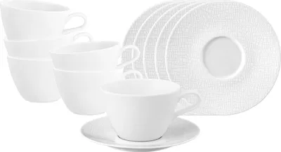 Produktbild von Seltmann Weiden Life Fashion Milchkaffeetasse mit Untertasse 370 ml 6er Set - Luxury White