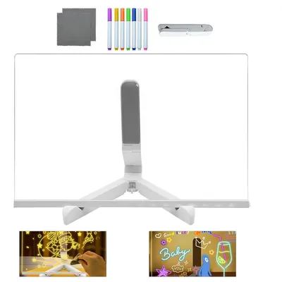 Produktbild von Farbiger Notizblock,LED-Malbrett,Kinder-Malbrett,durchscheinendes Acryl-Malbrett (30x20cm),mit 7 Farbstiften,kreatives Geschenk für Kinder und Freunde