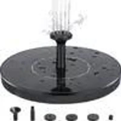 Produktbild von Solarspringbrunnen 13 cm Schwarz ABS mit 4 austauschbaren Düsen, stromlos, für Vogelbad, Pool, Gartenteich