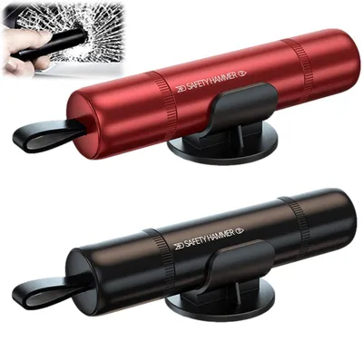 Produktbild von Notfallhammer mit Gurtschneider - Notfallhammer für Autos - Scheibenbrecher - Sicherheitshammer für Autos - Set mit 2 Stück - Sicherheitszubehör - Sicherheitsausrüstung