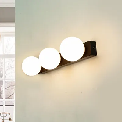Immagine prodotto di Applique vetro metallo 3 luci G9 nero bianco moderno 40 cm di lunghezza luce bagno lampada da parete luce specchio