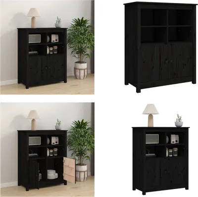 Produktbild von vidaXL Sideboard Schwarz 83x41,5x100 cm Massivholz Kiefer - Sideboard - Sideboards - Kommode - Anrichte