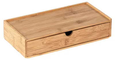 Image de WENKO Boîte en bambou TERRA Rangement avec tiroir Salle de bains WC Cuisines Bureau Couloir
