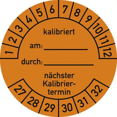 Produktbild von Dreifke® Prüfplakette kalibriert am: durch: nächster...2027-2032,Folie,Ø 40 m...