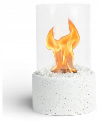 Produktbild von Bioethanol-Kamin Weiß – Freistehender Tischkamin ohne Schornstein – Kaminfeuer für Wohnzimmer und Terrasse