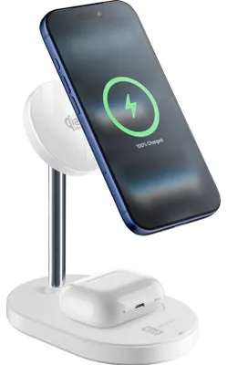 Produktbild von Cellularline MAG DUO 2IN1 WIRELESS CHARGING STATION, Drinnen, AC, Kabelloses Aufladen, 1,5 m, Weiß