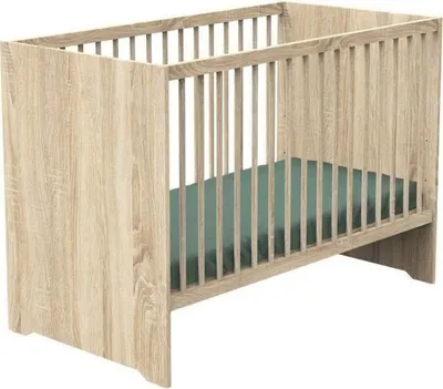 Image de Chambre Bébé Duo, Lit 120x60 cm, Commode à Langer 2 Tiroirs,Reproduction Chêne Doré, Montana Sauthon