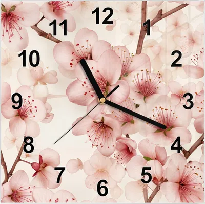 Produktbild von Wanduhr aus Glas mit Motiv Kirschblüten- 30 x 30 cm - inkl. Aufhängesystem