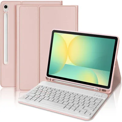 Image de Coque Clavier pour Samsung Galaxy Tab S10 FE / S10 Lite / S9 FE- CuirPolyuréthaneRose avec Clavier Magnétique Bluetooth