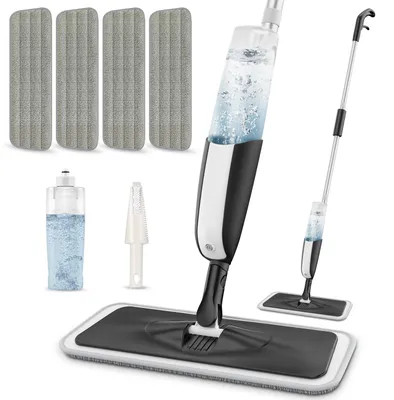 Immagine prodotto di Mop a spruzzo in microfibra - Serbatoio 410 ml - 4 panni in microfibra - Testa rotante 360°