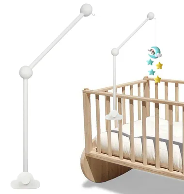 Imagen del producto de Cuna giratoria y soporte móvil para bebés: altura ajustable y base con forma de nube
