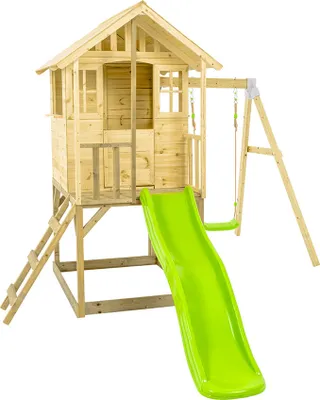 Produktbild von Zwerkules Villa 2 Kinder Stelzenhaus mit Rutsche und Schaukel Holz