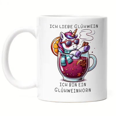 Produktbild von Ich bin ein Glühweinhorn Tasse Weiß Weihnachtliches Einhorn Xmas Geschenk