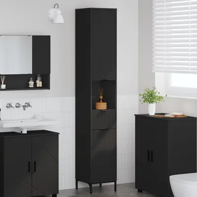 Obrázok produktu pre vidaXL Kúpeľňová skrinka so zásuvkami čierna 31,5 x 33 x 190 cm