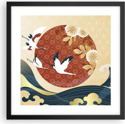 Produktbild von Gerahmtes Poster - Schwarzer Rahmen - Reiher Sonne Meer - 40x40 cm - Wand Bild - Wanddeko - Wandbilder - Kunstposter - Wandposter - Bilderrahmen - Bilder - Kunstdruck - P2BAC40x40-4821