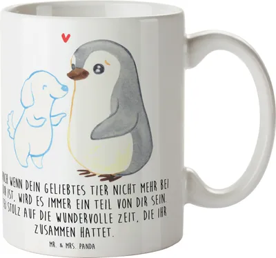 Produktbild von Mr. & Mrs. Panda Kaffeetasse Trauerbewältigung nach dem Verlust eines Haustiers - Weiß - Geschenk, liebevolle Erinnerung, Mut, an Haustier, schöne tasse, Teetasse, Becher
