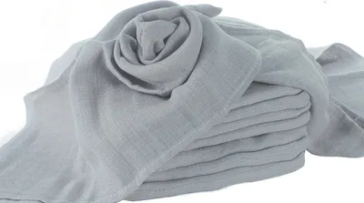 Produktbild von 2 Stück Baby Mullwindeln, 100% Baumwolle, grau