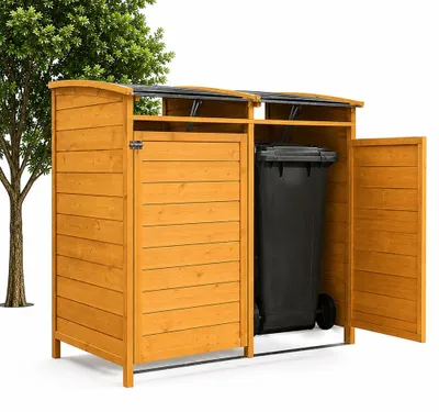 Produktbild von Mucola Mülltonnenbox Mülltonnenverkleidung Mülltonne Mülltonnenhaus Gerätebox Müllbox Müllhaus Gerätehaus Holz - Doppelbox 240L