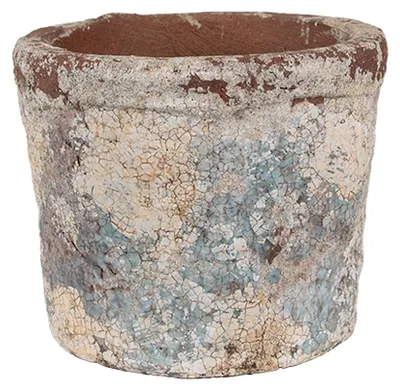 Produktbild von Clayre & Eef Blumentopf Ø 12x10 cm Beige Blau Terrakotta