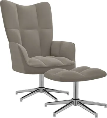 Produktbild von Relaxsessel mit Hocker Hellgrau Samt