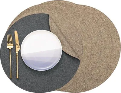 Zdjęcie produktu dla Okrągłe podkładki z tworzywa sztucznego, nadające się do prania, średnica 38 cm, zestaw 6 sztuk, antypoślizgowe, nadające się do prania