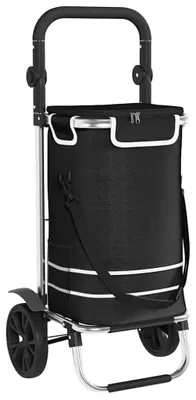 Zdjęcie produktu dla Wózek zakupowy składany - Wykonany z tkaniny Oxford - Rama aluminiowa - Nośność 30 kg - Wymiary 36,5 x 46,5 x 100,5 cm - Kolor: oliwkowy