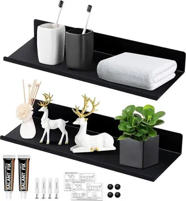 Produktbild von Famanu Wandregal Set 2 Stück - 40 cm, schwarzes Metall